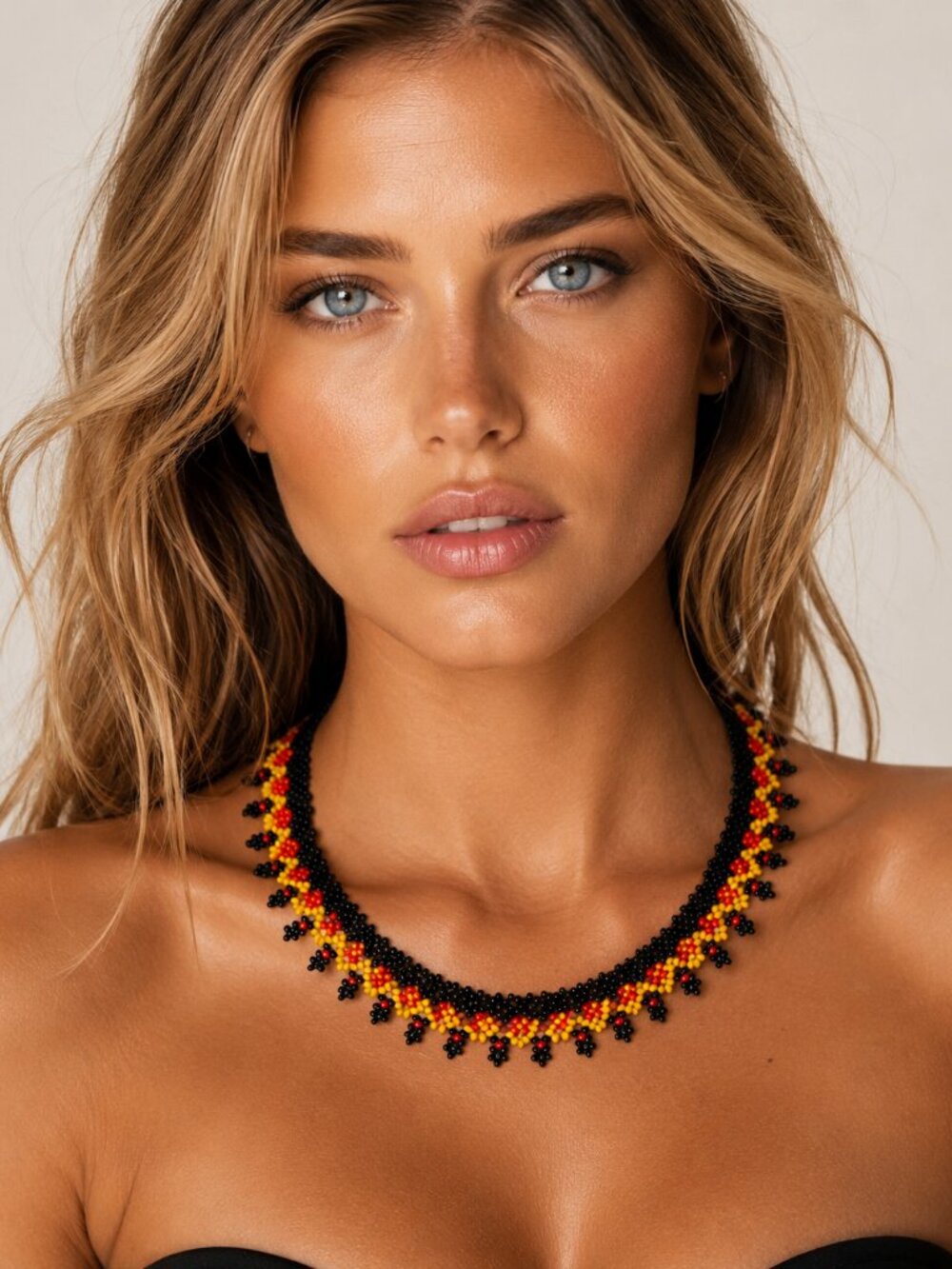 Luxury Cleopatra Bib Necklace Waterproof Glass Bead Beach Statement Jewelry Luxe